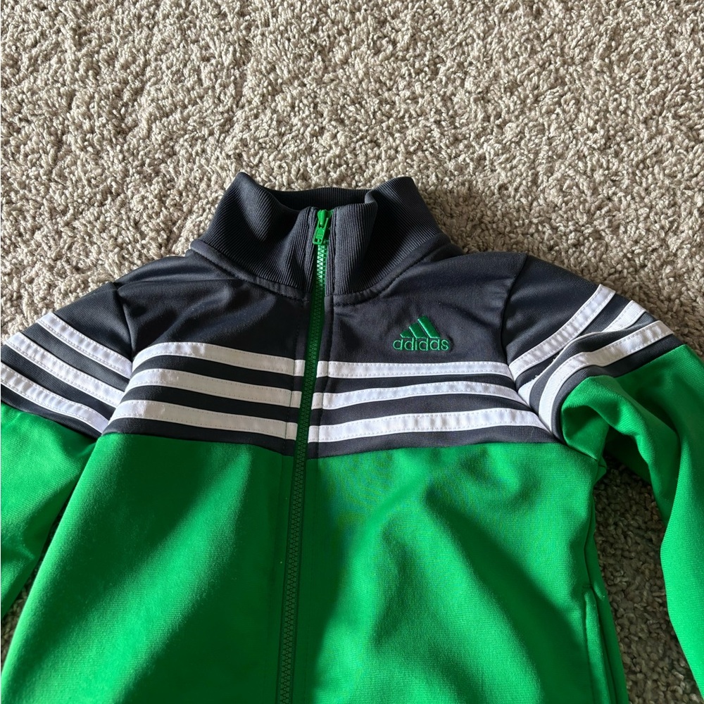 ADIDAS green and gray zip up jacket